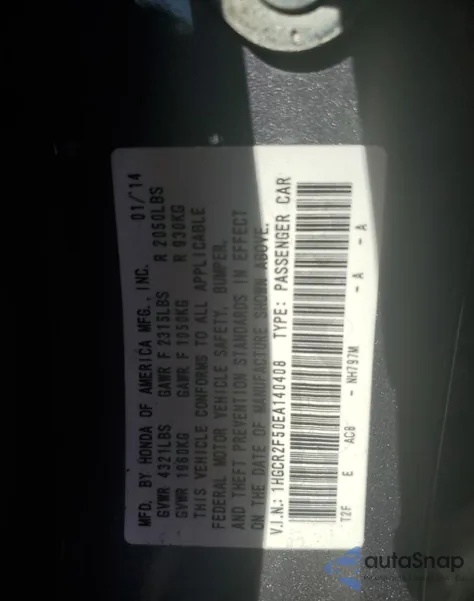 2014 Honda Accord Sport из США, поврежденный, VIN 1HGCR2F50EA140408